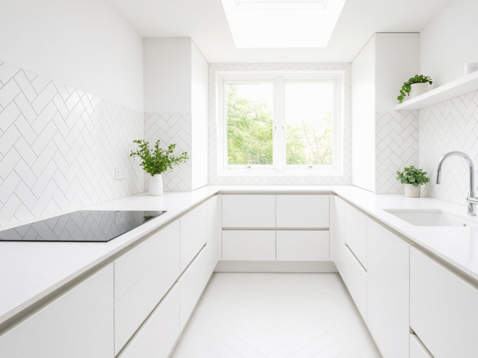 Traditional kitchen with a fitted stone worktop