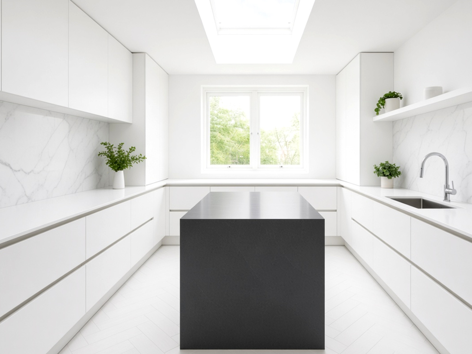Dark kitchen worktops